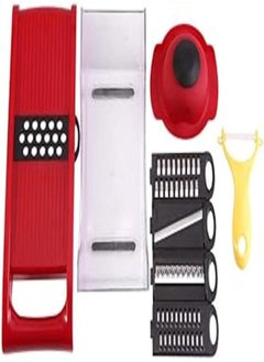 Buy Vegetable Slicer, Stainless Steel 5 Blades Vegetable Mandoline Slicer Kitchen Fruit Potato Grater Cutter Vegetable Onion Chopper Spiralizer Dicer with Food Container in Egypt