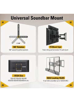 Buy Mounting Dream Soundbar Mount Sound Bar Tv Bracket For Mounting Above Or Under Tv Fits Most Of Sound Bars Up To 15 Lbs, With Detachable Long Extension Plates Md5420 in UAE