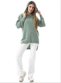 اشتري Mint Green High-Low Knitted Hoodie_Green في مصر