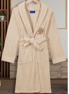 Buy Cotton bathrobe with a pocket for unisex, 100% Egyptian cotton, ultra-soft, highly water-absorbent, color-fast and modern, ideal for daily use, resorts and spas M in UAE
