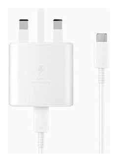 Buy Samsung Original 25W Fast Charging USB-C Mobile Phone Mains Plug/Wall Charger, Genuine Samsung Charger Compatible with Galaxy Smartphones and Other USB Type C Devices – White in UAE