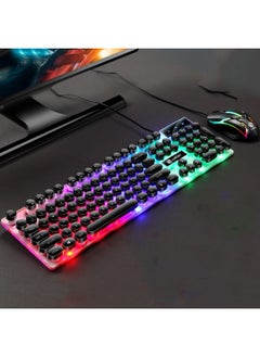 Buy LIMEIDE GTX300 104 Keys Retro Round Key Cap USB Wired Mouse Keyboard, Cable Length: 1.4m, Colour: Punk Set Black in Saudi Arabia