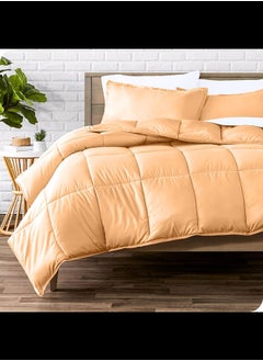 Buy Cotton - Plain - 3 Pieces Heavy Comforter Set - 2.8Kgs - Down Alternative Filling - (For Matress 100cm/120cm) - Size (180cm x 240cm) + 2 Pillow Case Covers (50cm x 70cm) - Peach in Egypt