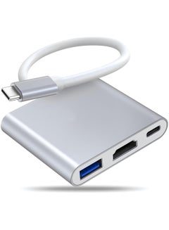 Buy 3-In-1 Type C To HDMI Adapter HUB Silver in UAE