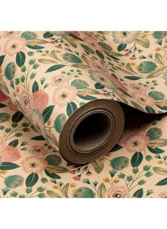 اشتري Kraft Wrapping Paper Roll Colorful Flowers And Plants Pattern 30 Inches X 100 Feet في الامارات