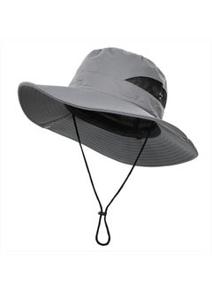 اشتري Sun Hats for Women Men Wide Brim Bucket Hat Summer UV Protection Sun Cap for Fishing Hunting Camping Grey في الامارات