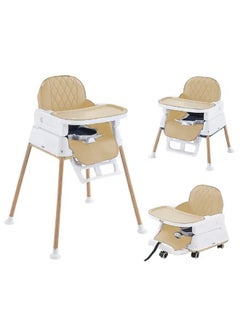 Buy Baby High Chair, Adjustable Infant Chair with Detachable Double Tray, Toddler Dining Chair for Babies (Beige) in Saudi Arabia