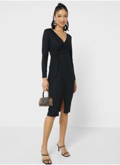 Buy Wrap Knotted Midi Dress in Saudi Arabia