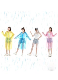 Buy Disposable RainCoats Rain Ponchos, Rain Poncho for Adults and Kids Disposable or Reusable Emergency Ponchos Rain Ponchos with Drawstring Hood 4color-80g/pcs in UAE