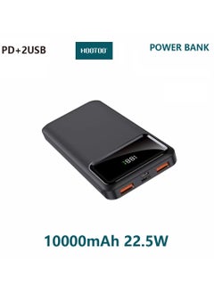 Buy 10000mAh Power bank Bipow digital display and 2-USB ports and type-C PD port supports fast charging with 22.5W-black from Hootoo in Saudi Arabia