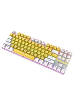 Buy XUNFOX K80 87 Keys Wired Gaming Mechanical Illuminated Keyboard, Cable Length:1.5m(Yellow White) in Saudi Arabia