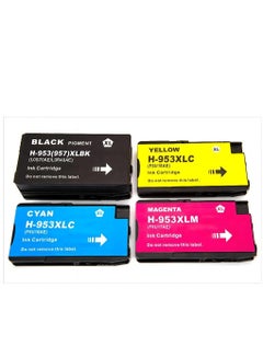 Buy Ink Cartridges 953XL for HP High Yield 4-Pack Black Cyan Magenta Yellow 953 XL for OfficeJet Pro 7720 7730 7740 8210 8218 8710 8715 in UAE