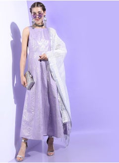 اشتري Foil Print Sleeveless Dress with Dupatta في السعودية