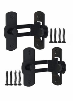 اشتري Barn Door Lock with 90 Degree Stainless Steel Right Angle Buckle Gate Latch for Sliding Door Black(2 Pack) في الامارات