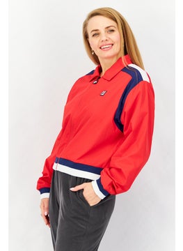 Buy Women Sportswear Fit Brand Logo Windbreaker Jacket, Red Combo in UAE