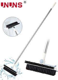 اشتري Floor Scrub Brush 3 In 1,V-Shaped Brush Head With 180° Rotation Detachable Brush Head, Adjustable Long Handle,Tub And Tile Brush For Cleaning Bathroom,Patio,Kitchen,Wall And Deck في الامارات