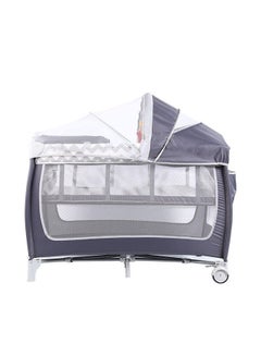 Buy Baby Folding Bed 6-9 Months,Cot with Mattress Mosquito Net and Toys for Newborn to Toddler(Grey110x76x76cm) in Saudi Arabia
