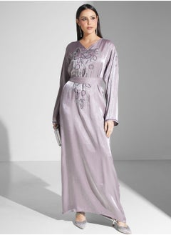 اشتري Embellished Belted Jalabiya في الامارات