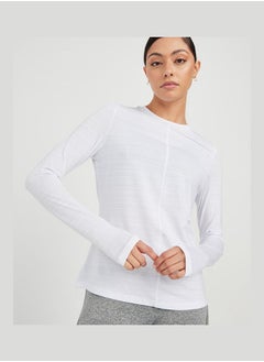 Buy Contrast Stitch Striped Long Sleeves Activewear Top in Saudi Arabia