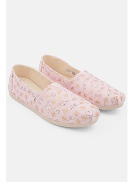 اشتري Women Slip On Foil Bee Mine Print Flat Shoes, Pink في الامارات