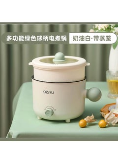 اشتري Ball handle electric cooking pot dormitory students small multi-functional cooking pot Net red fried hot pot non-stick electric pot wholesale Green Handle-Cream White Single Pot + Steaming Lattice في الامارات