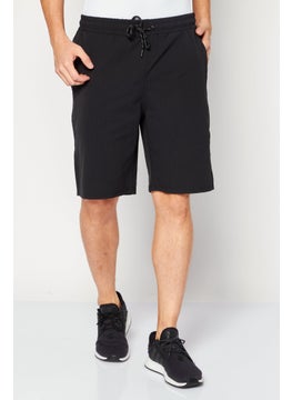 Buy Men Regular Fit Drawstring Basic Shorts, Black in UAE