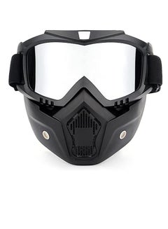 Buy Motorcycle Goggles with Detachable Mask, Motocross Riding Cycling Motorbike ATV Dirt Bike Racing Off Road Cosplay Goggle Glasses, Adjustable Non-Slip Strap Retro Harley Helmet Goggles in Saudi Arabia