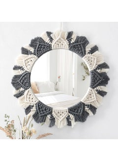 Buy Boho Macrame Round Hanging Mirror Bohemian Wall Décor 38 Cm in Egypt