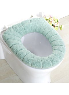 Buy Bathroom Soft Thicker Warmer Stretchable Washable Cloth Toilet Seat Cover Pads - Green in Egypt