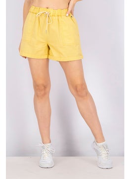 اشتري Women Plain Drawstring Basic Short, Yellow في السعودية