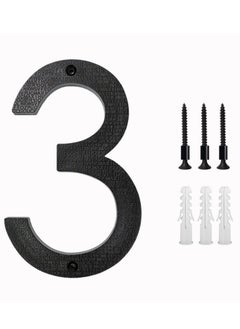 اشتري 8’’ Modern Floating House Numbers for Outside Large Black Shadow Home Number with Nails Kit & Template Easy to Be Mounted for Exterior House Address Garage Gate Street Farmhouse Number 3 في السعودية