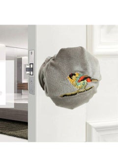 Buy Door Handle Covers, 2Pcs Grey Door Knob Covers with Bird Embroidered, Anti-Static Safety Door Knob Protector,  Soft Velvet Wall Protector, Decorative Door Knob Cushion Not to Dent Applicances in Saudi Arabia