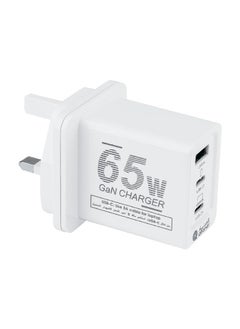 Buy 65W 3-Ports USB Wall Charger with Power Delivery Support with GaN Technology White 12 x 10 x 5.3 cm UC06 in Saudi Arabia