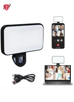 Buy Selfie Fill Light Rechargeable 3 Color Temperature Clip On For Phone, Laptop, Tablet Meeting(Black) in UAE