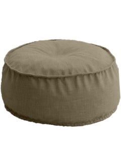 Buy Round Ottomans Floor Linen Cushion Dark Beige in Saudi Arabia