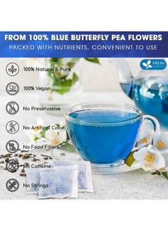 اشتري 55 Premium Butterfly Pea Tea Bags, 100% Natural and Pure from Butterfly Pea Flowers, Hand-made, Made With Natural Materials-Corn Fiber Tea Bag, Sugar/Caffeine/Gluten Free, Vegan في الامارات