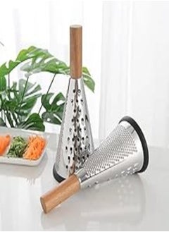 Buy The triangular grater has a conical shape, a stainless grater with a handle made of wood.Three-sided vegetable grater .multi-use(1pcs) in Egypt