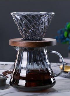 Buy V60 Coffee Maker Drip Set Of 3 With Filter Clear 500ml Coffee Pot Glass Filter Gray in Saudi Arabia