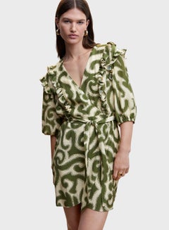 Buy Ruffle Detail Printed Dress in UAE
