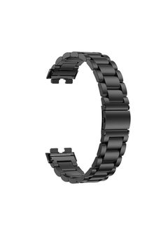 Buy Metal Strap Compatible with Huawei Band 8, Stainless Steel Replacement Band with Folding Clasp Black in Egypt