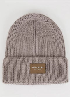 اشتري Men Label Print Beanie Winter Grey Hat في مصر