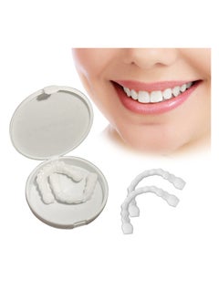 اشتري 2PCS/set Upper Lower Teeth Veneers Whitening Snap On Smile Teeth Cosmetic Denture Instant Perfect Smile Teeth Fake Tooth Cover Oral Hygiene Tools في السعودية