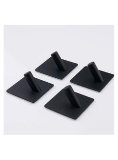Buy Set of 4 Towel Hooks Wall Hooks for Hanging – Matte Black Stainless Steel Waterproof with Strong Adhesive Tapes – 3M Hooks for Bathroom Bedroom Kitchen Closet Cabinet in UAE