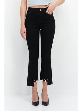 اشتري Women Bootcut Fit Stretchable Plain Denim Jeans, Black في الامارات