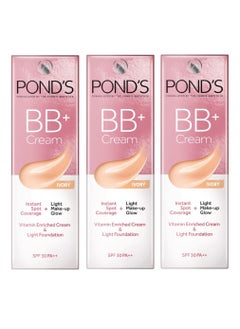 Buy Pack Of 3 BB+ Cream, Instant Spot Coverage + Light Make-up Glow, Ivory in UAE