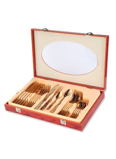 Buy 24-Piece Stainless Steel Cutlery Set Rose Gold in Saudi Arabia