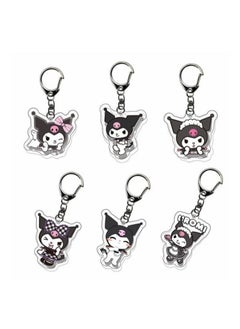 Buy 6pcs/set Cute Cartoon Kuromi Keychain Holder Key Chain Car Keyring Mobile Phone Bag Hanging Jewelry Kids Gifts Cinnamoroll Melody Pendant in UAE