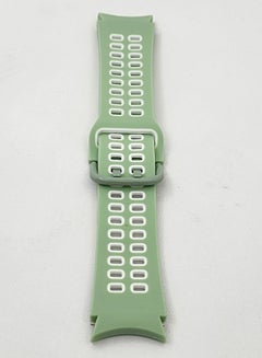 Buy Silicon Strap With Silver Buckle For Samsung Galaxy Watch 4 Classic 20mm-46/42-40/44- Light Green / White in Egypt