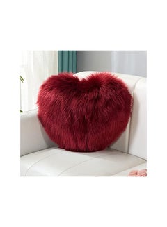Buy Rabbit Fur Double Side Plush Heart Shaped Throw Cushion Sofa Pillow Home Bedroom Decor Size 35×45Cm in Saudi Arabia