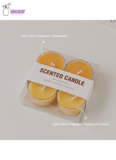 Buy 4 Round Tea Wax Scented Candle Set, Creative Scented Candle Gift, Fragrance: English Pear Freesia/Chamomile in Saudi Arabia